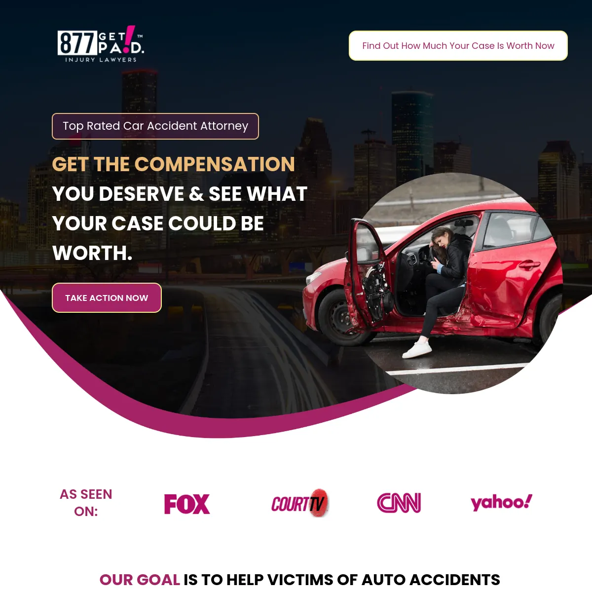 877 Get Paid car accident injury lawyer website homepage