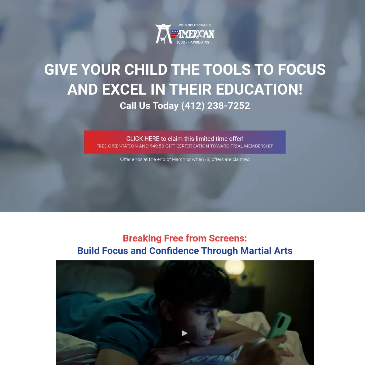 American Judo-Hapkido Institute kids martial arts website homepage