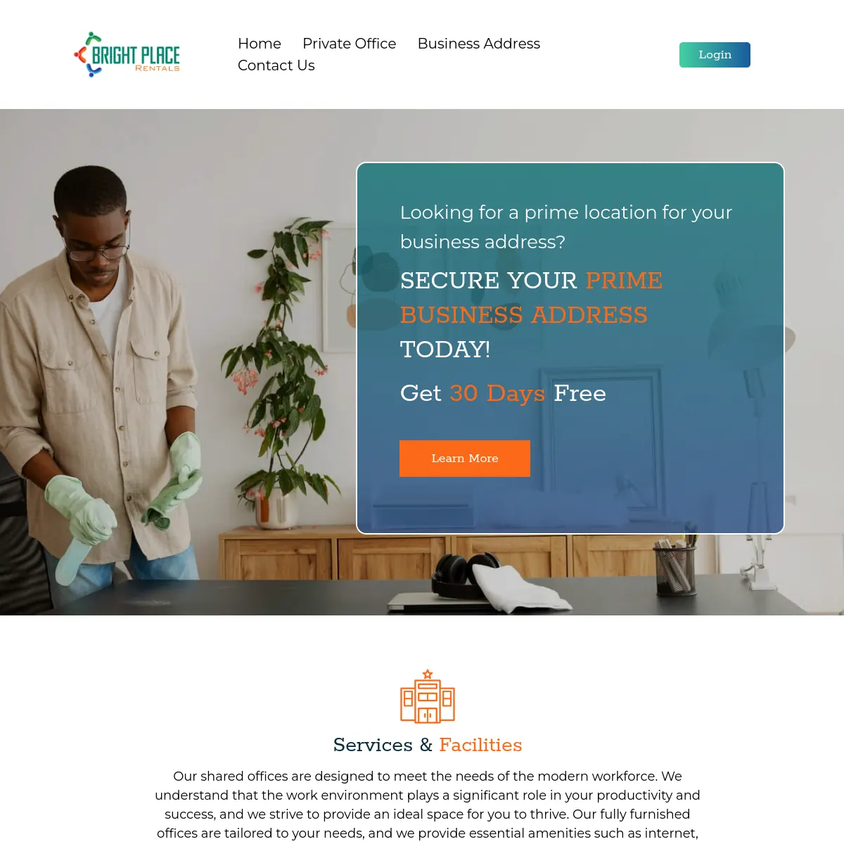 Bright Place Rentals virtual office and business address website homepage