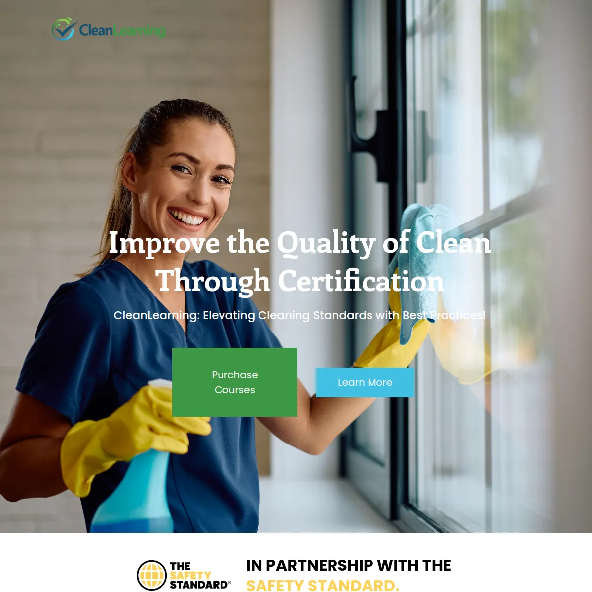 CleanLearning cleaning certification course website homepage