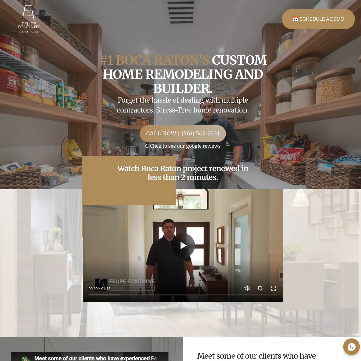 Felipe Fontinne Custom Homes luxury remodeling website homepage