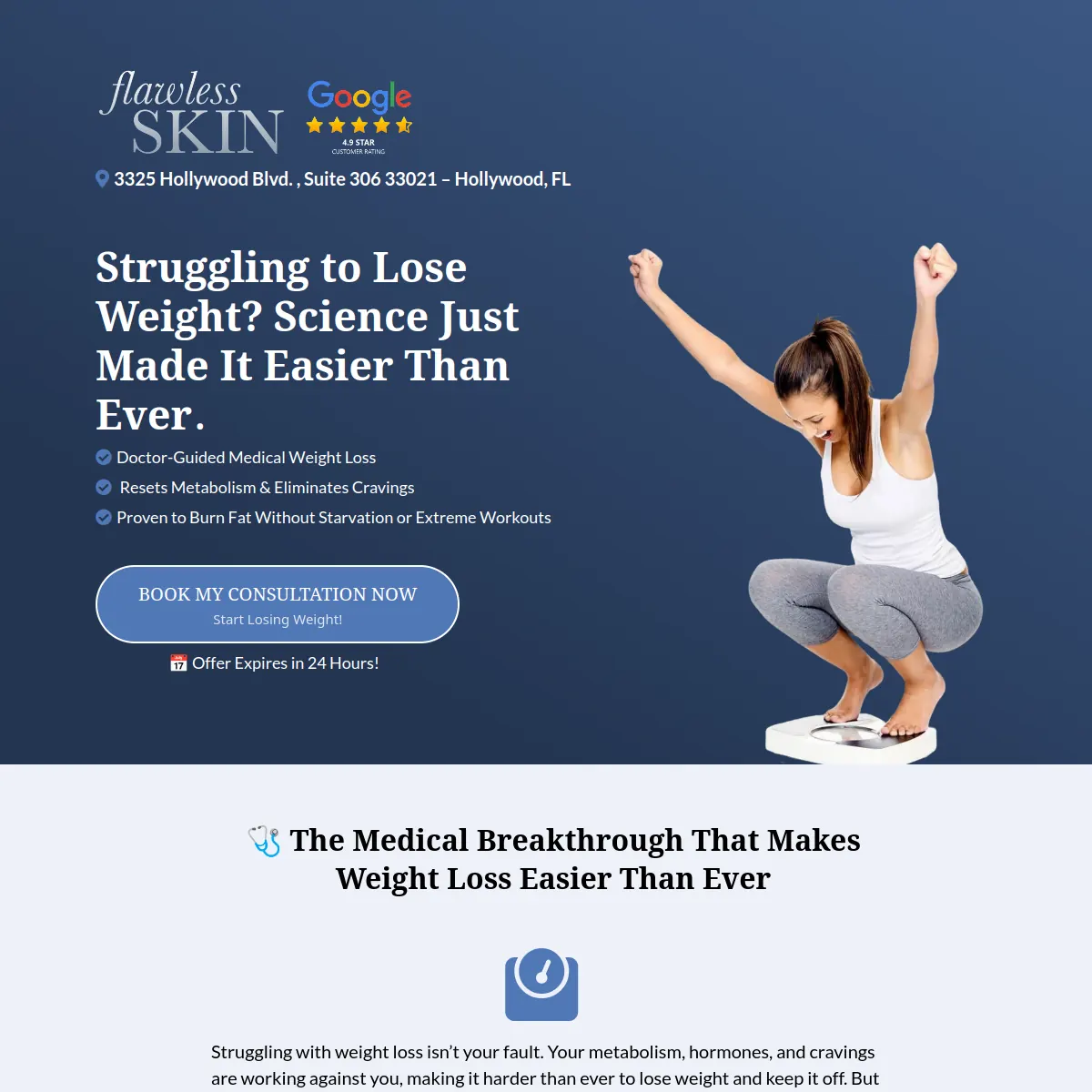 Flawless Skin medical weight loss practice website homepage