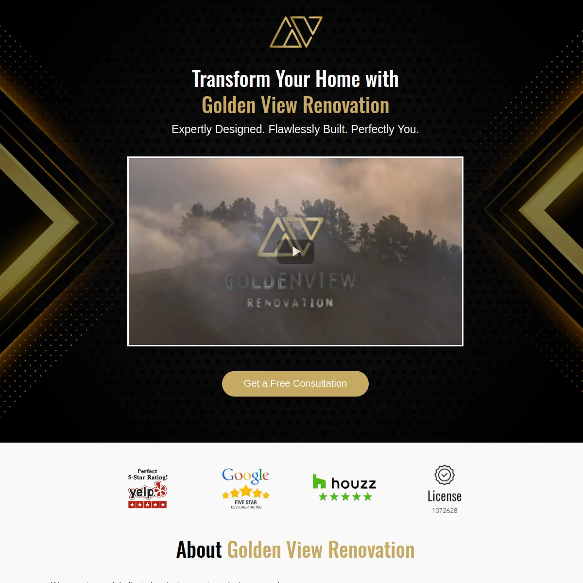 Golden View Renovation home renovation company website homepage