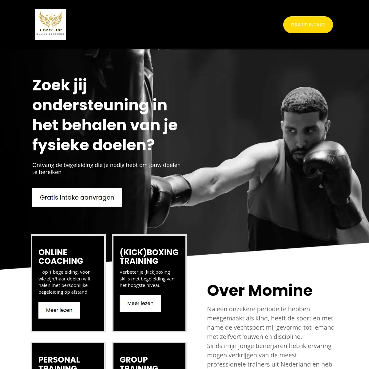 Level-Up Online Coaching fitness website homepage