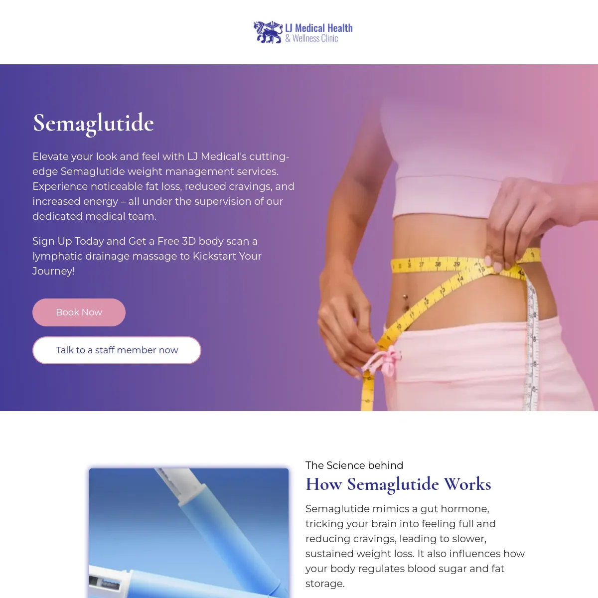 LJ Medical Health & Wellness Clinic Semaglutide website homepage