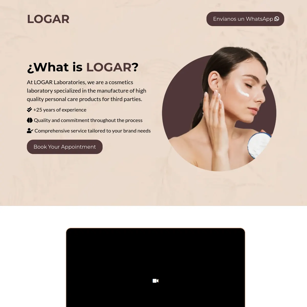 LOGAR Laboratories cosmetics manufacturing website homepage