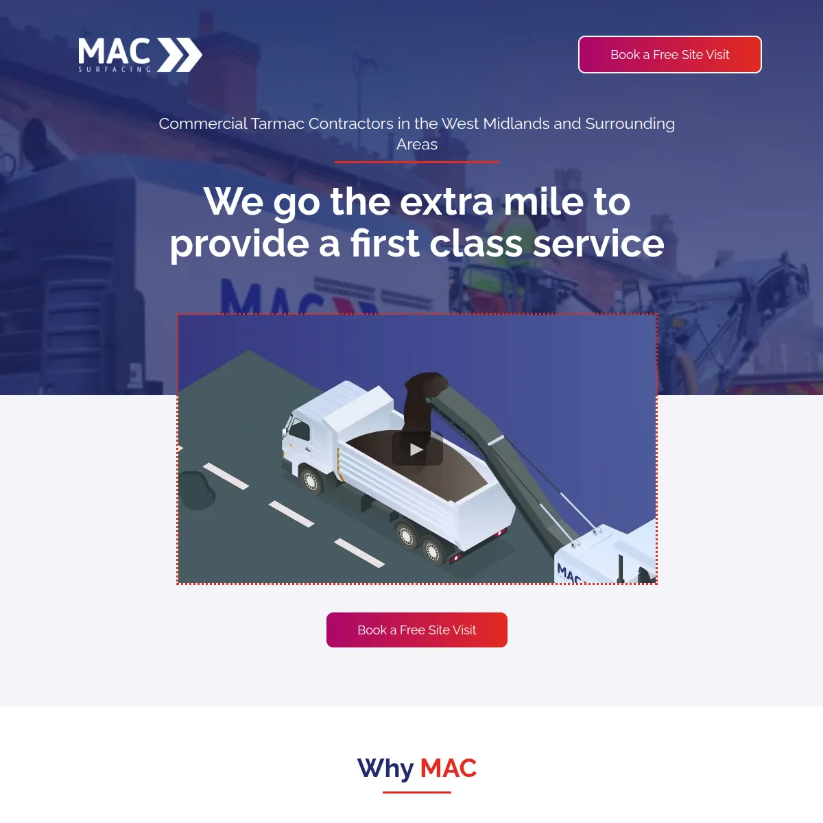 MAC Surfacing commercial tarmac contractor website homepage