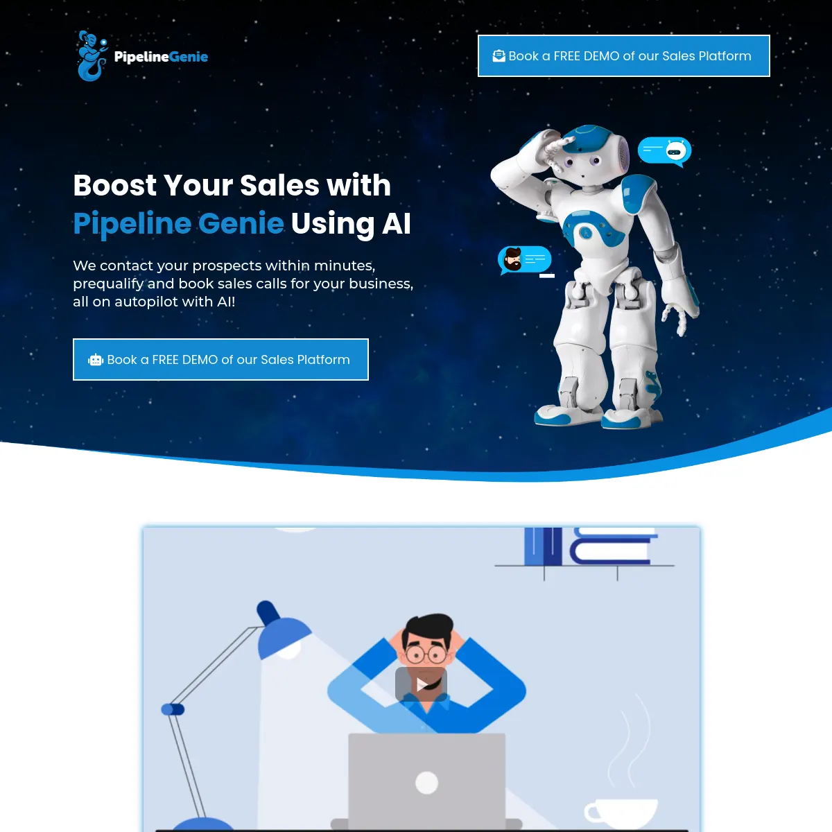 Pipeline Genie AI sales booking platform website homepage