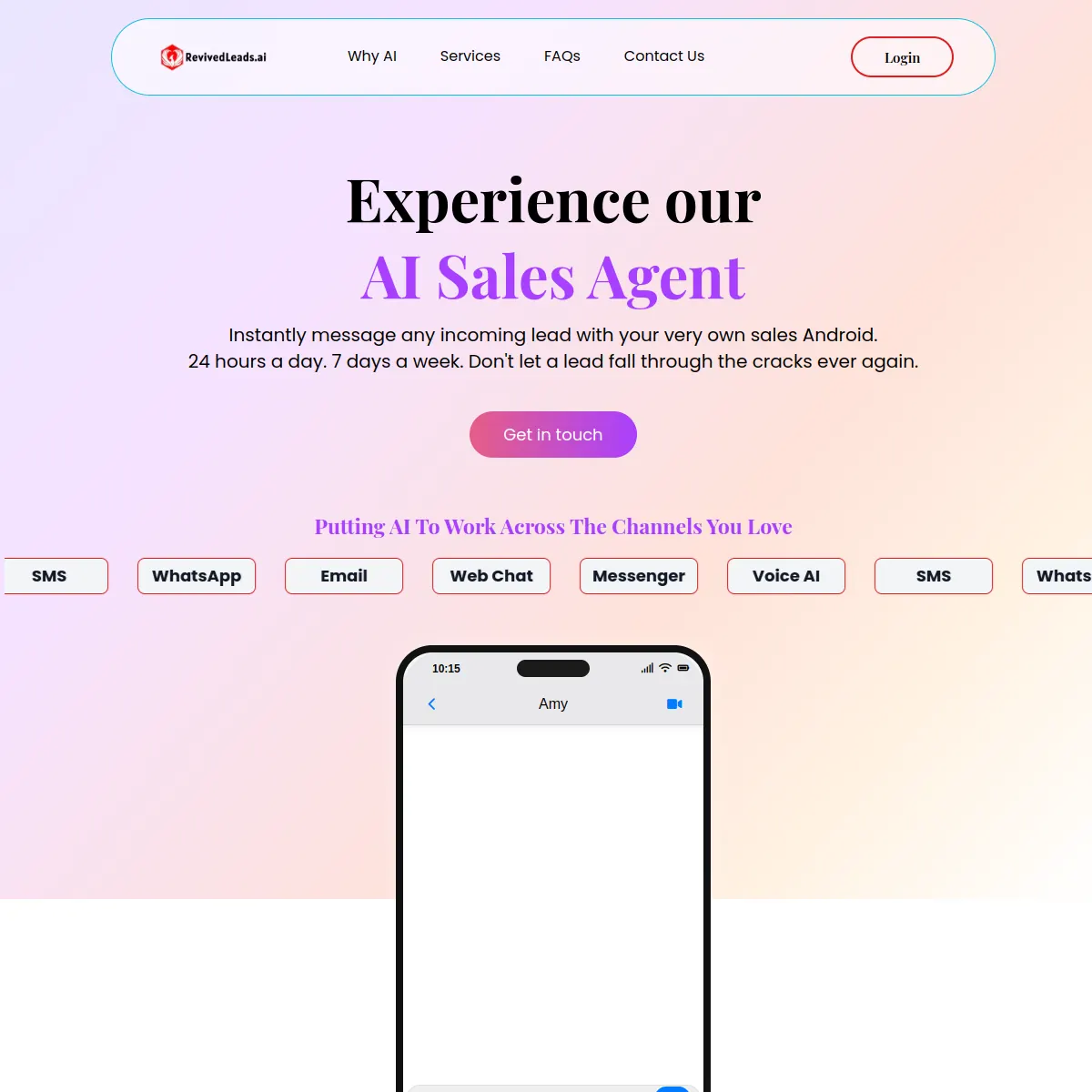 RevivedLeads.ai AI sales agent platform website homepage