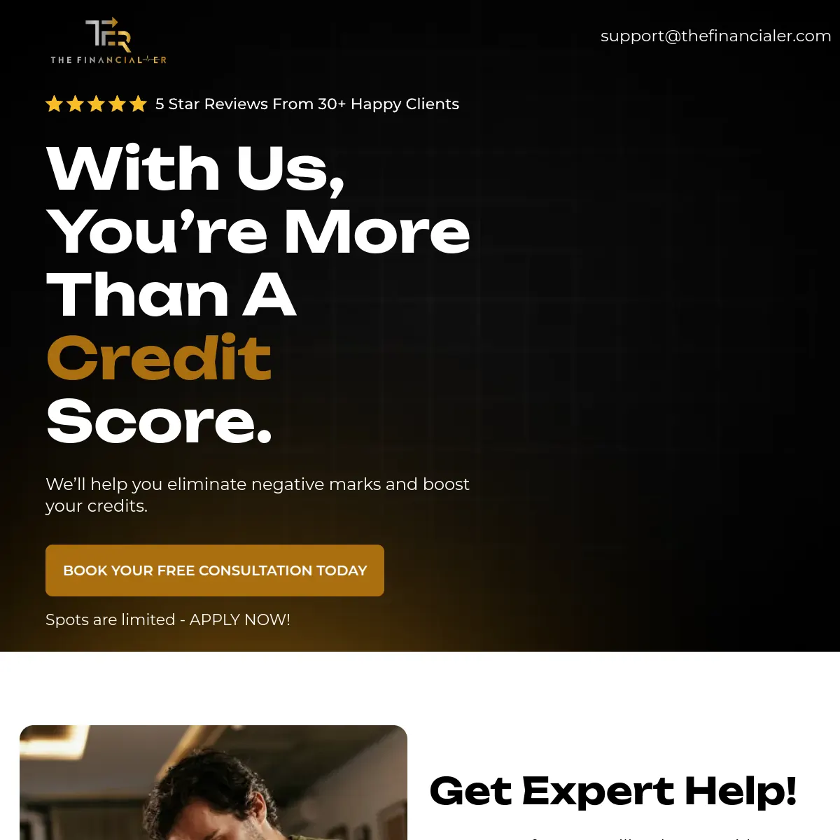 The Financialer credit consultation service website homepage