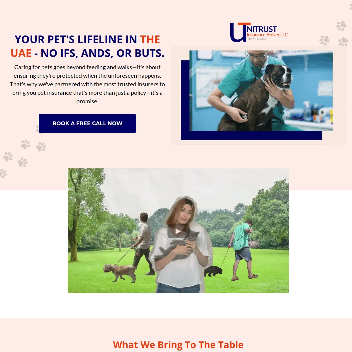 Unitrust Insurance Broker pet insurance website homepage