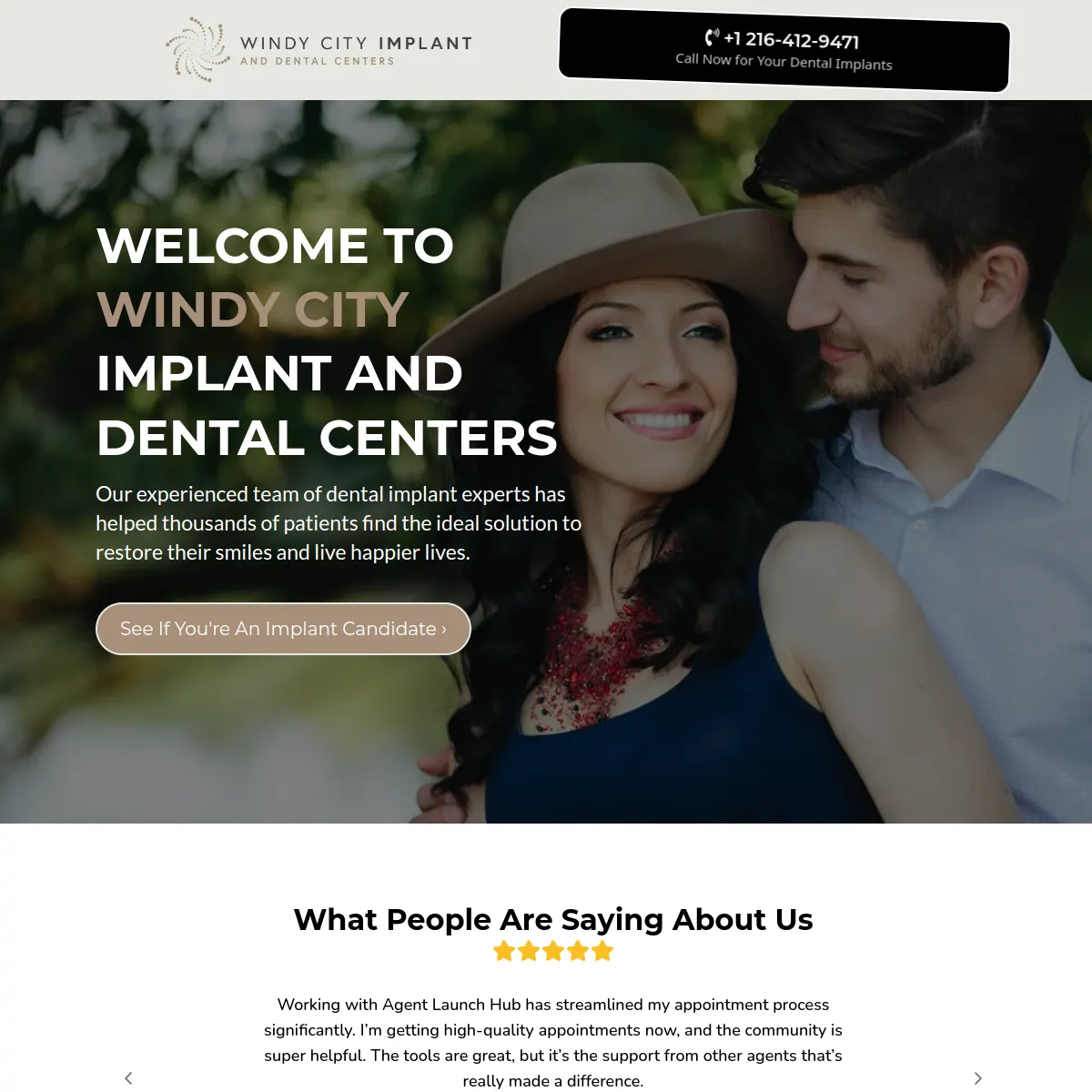 Windy City Implant and Dental Centers website homepage